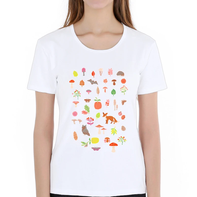 Новое поступление женская модная футболка с разноцветным принтом грибов и