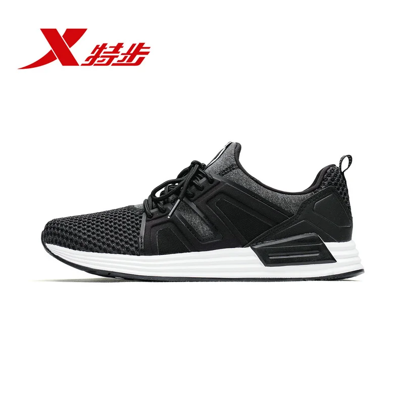black gray Xtep, мужские и женские повседневные кроссовки, новые удобные дышащие подлинные спортивные женские и мужские кроссовки 982219329506 - Цвет: black gray