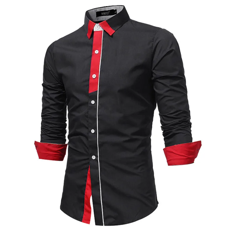 Brand 2018 Fashion Placket Male Shirt Long-Sleeves Tops British Business Casual Mens Dress Shirts Slim Men XXXL | Мужская одежда