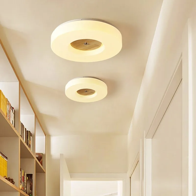 Современные круглые светодиодные потолочные светильники для фойе деревянные