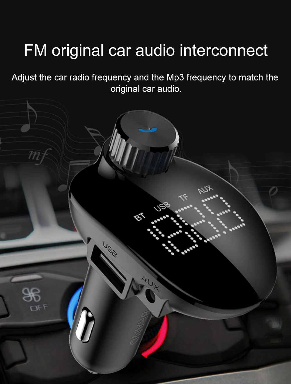 JINSERTA Handsfreee автомобильный Bluetooth fm-передатчик, двойное USB зарядное устройство, автомобильный mp3-плеер 3,5 мм, AUX аудио выход с TF U диском