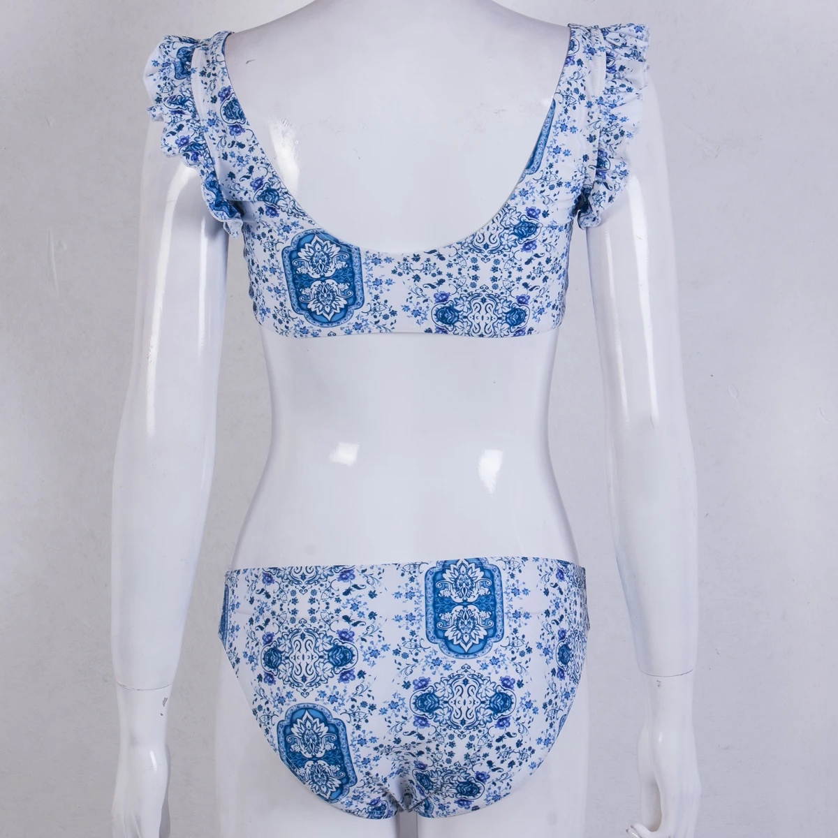 Женский комплект бикини из двух предметов с оборками на рукавах бюстгальтер