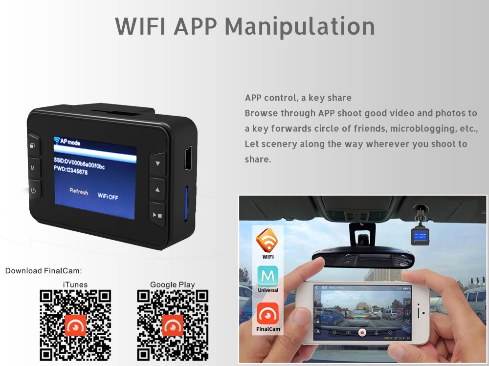 Conkim Мини камеры для автомобиля WIFI GPS Novatek 96658 IMX323 CMOS 1080P Full HD Автомобильный