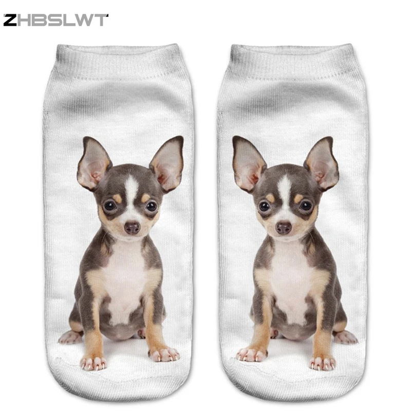 

ZHBSLWT Single Side Multiple Colors 3D Printed Puppy Women's Socks calcetines Casual Charactor Socks Unisex Low Cut Ankle Socks