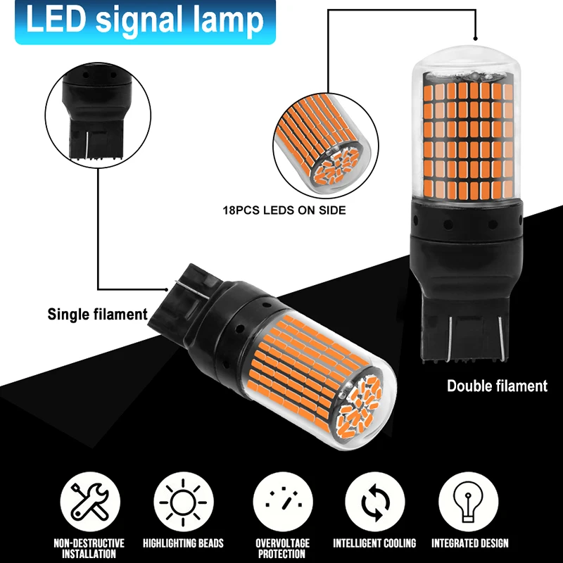 3014 144SMD T20 7443 7440 W21W WY21W LED W21/5 W 1157 Автомобильные огни стоп сигнал поворота задние