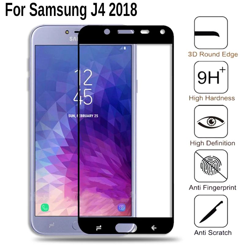 С уровнем твердости 9 H Экран протектор для samsung Galaxy J4 2018 закаленное Стекло полное