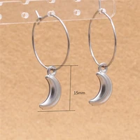 316 l stainless steel 3d moon hollow out hoop earrings with charms never fade allergy free