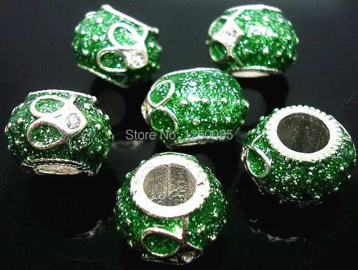 10 шт. эмалированные бусины с отверстиями в форме сердца|big hole beads|hole beadsbeads fit |