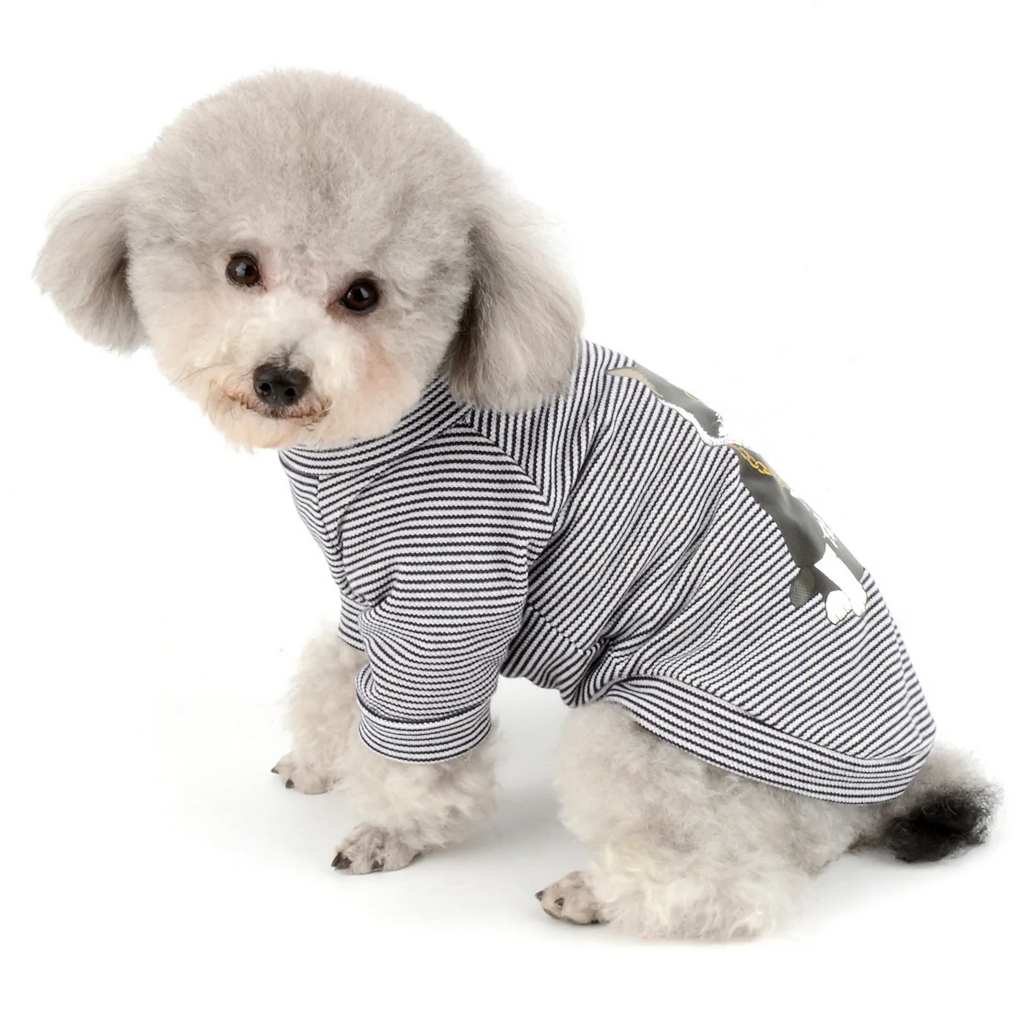 Хлопковая полосатая толстовка рубашка для маленького собаки Собачка с принтом