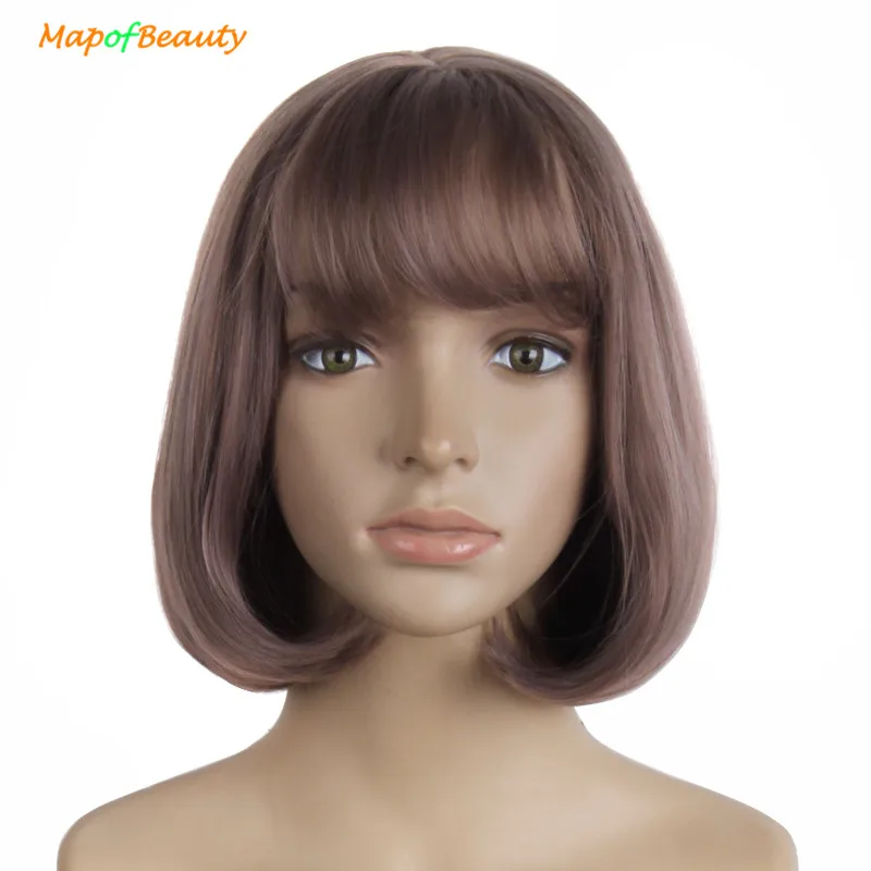MapofBeauty 12 дюймов Короткие вьющиеся парики для женщин коричневый смешанный серый
