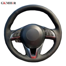 DIY Black Soft Artificial Leather Car Steering Wheel Cover For Mazda CX-5 CX5 Atenza 2014 New Mazda 3 CX-3 2016 Scion iA 2016