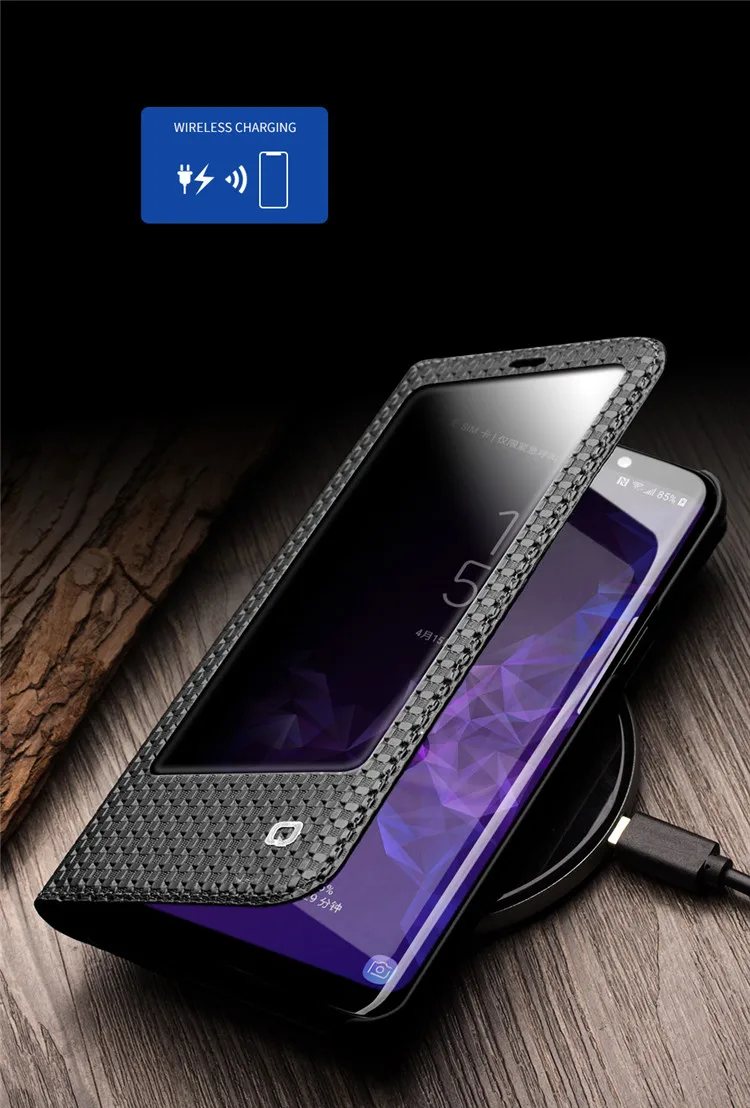 QIALINO чехол для телефона из натуральной кожи для samsung Galaxy S9, роскошный флип-чехол ручной работы для samsung S9 Plus 5,8/6,2 дюймов