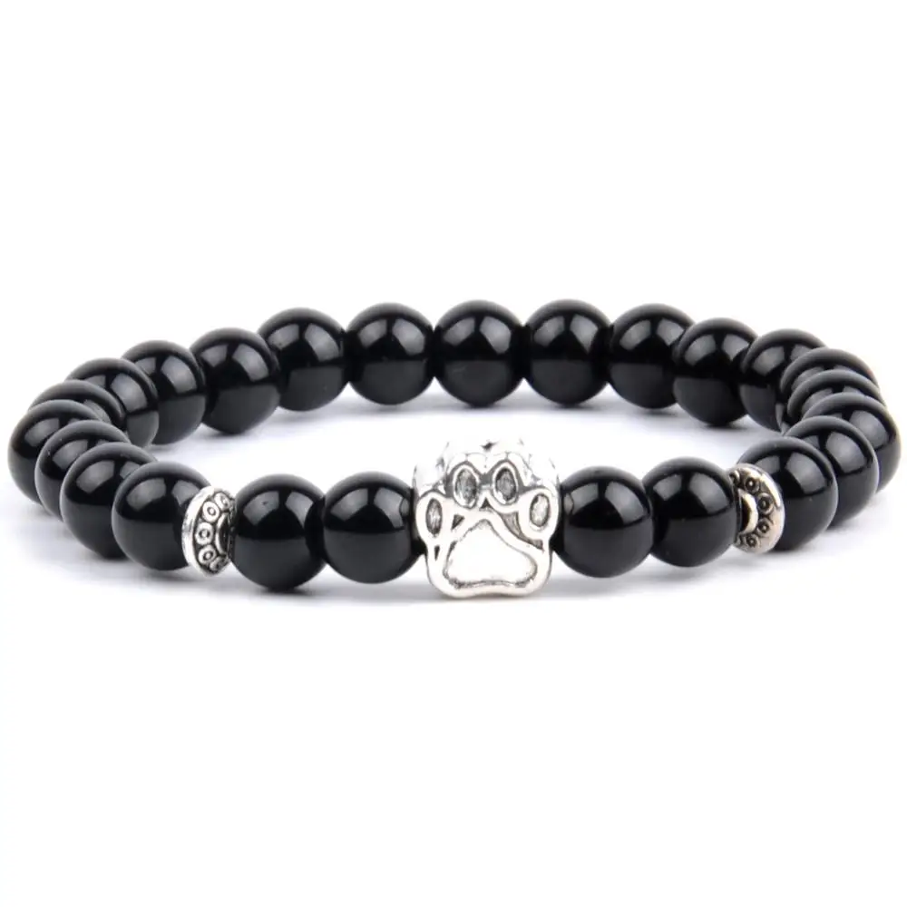 Smooth Black Agate Натуральный камень браслет и браслеты из бисера классические лавы Браслеты "Будда" для мужчин и женщин ювелирные изделия Йога Bijoux браслет - Окраска металла: Smooth Black Agate