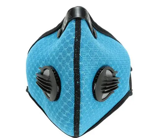 blue nylon PM2.5 велосипедная маска для лица, угольный фильтр, грязные велосипедные маски из неопрена/нейлона, для спорта на открытом воздухе, для бега, лыжного спорта, противопылевая смоговая маска - Цвет: blue nylon