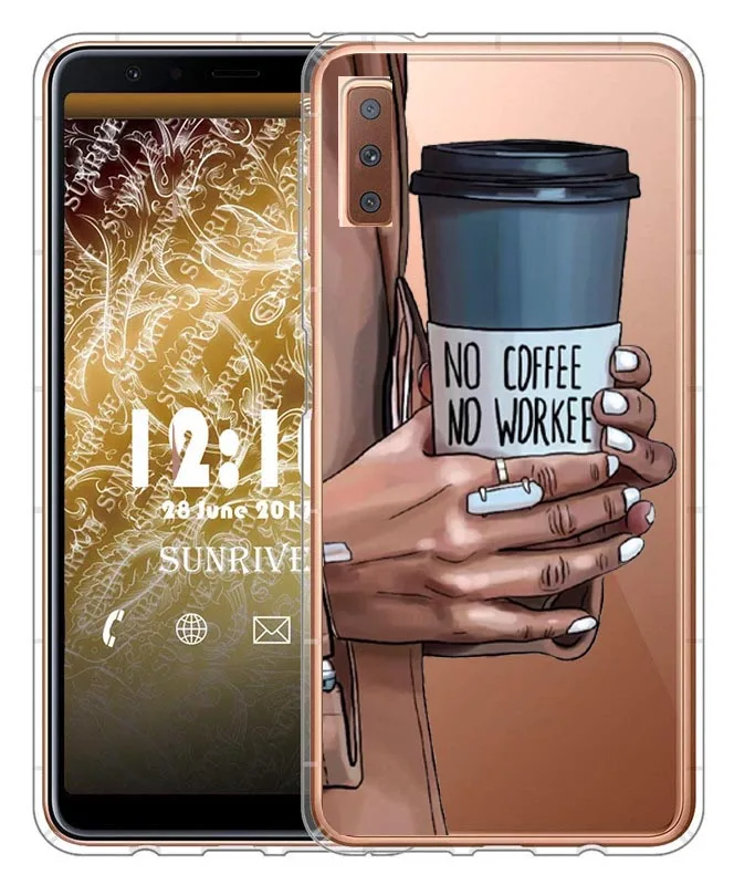 Кофейный чехол для samsung A7 A750 A750F чехол 6,0 дюймов Мягкий силиконовый чехол для телефона для samsung Galaxy A6 A8 Plus чехол - Цвет: TPU