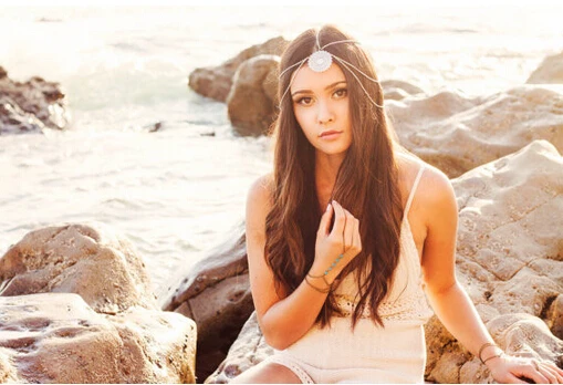 Индийский цыганский пляжный цвет металлическая цепочка на голову лоб кисточка