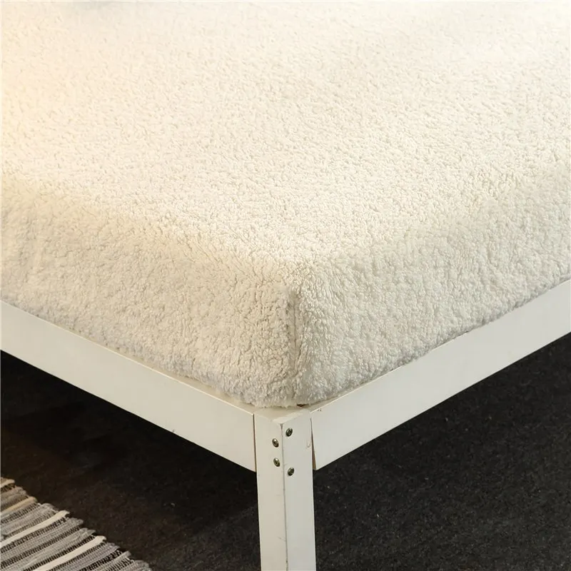 Thick Lamb Fleece Bed Fitted Sheet Flannel for winter Single product soft warm Twin Queen Full King size | Дом и сад