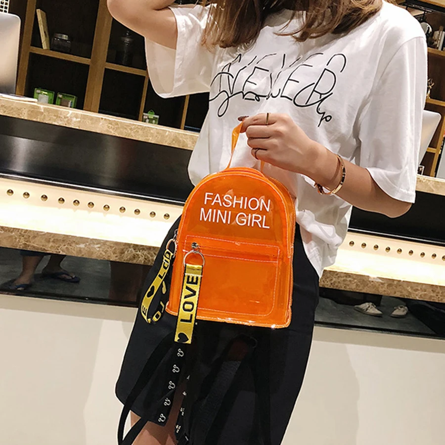 Прозрачный мини-Желейный рюкзак для дам, модные школьные сумки Harajuku с прозрачными буквами для детей, высокое качество, маленькая дорожная сумка Mochila