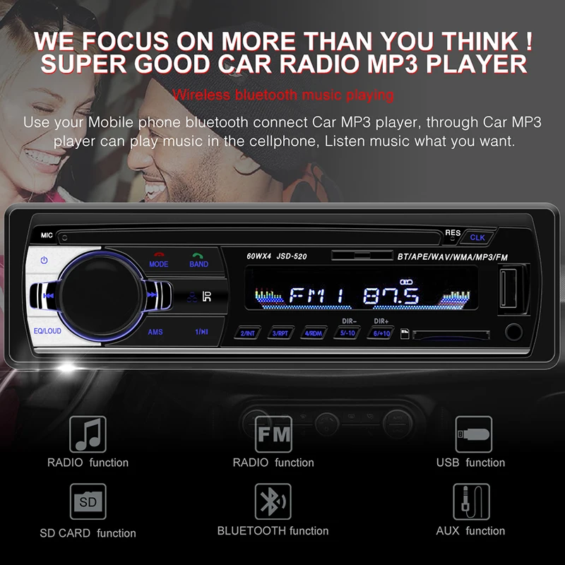 Автомагнитола 1 Din Bluetooth SD MP3 плеер Coche радио Estereo Poste Para Авто аудио стерео Carro Samochodowe Automotivo