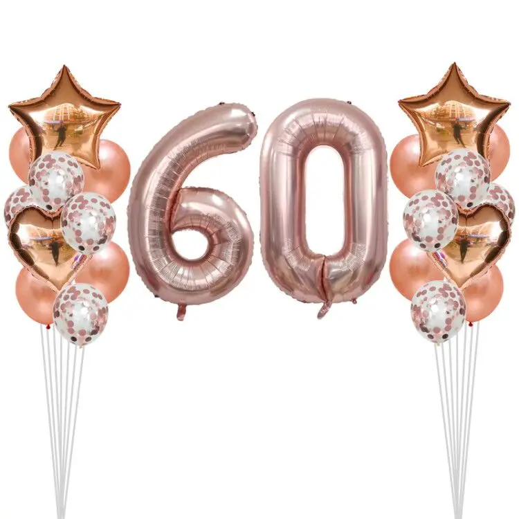 60 years old 25 шт. Baby Shower 1st 30 декор для вечеринки в честь Дня Рождения 4" номер 1 фольга воздушные шары для маленьких мальчиков воздушные шарики для девочек латекс розовое золото конфетти - Цвет: 60 years old