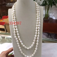 new long section of natural irregular white freshwater pearl necklace 8 9mm 50 inches long sweater chain