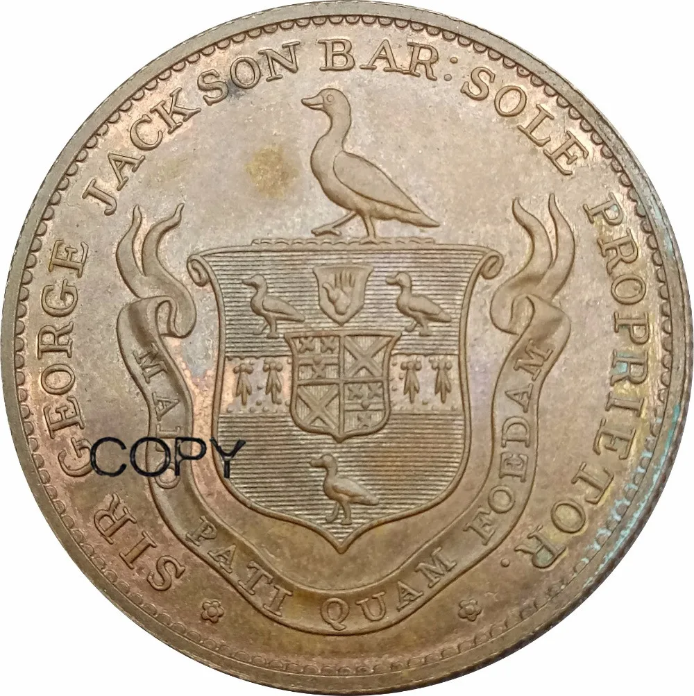 Великобритания 1795 1/2 Пенни Herts Bishops Stortford сэр Джордж Джексон Красная Медь копия