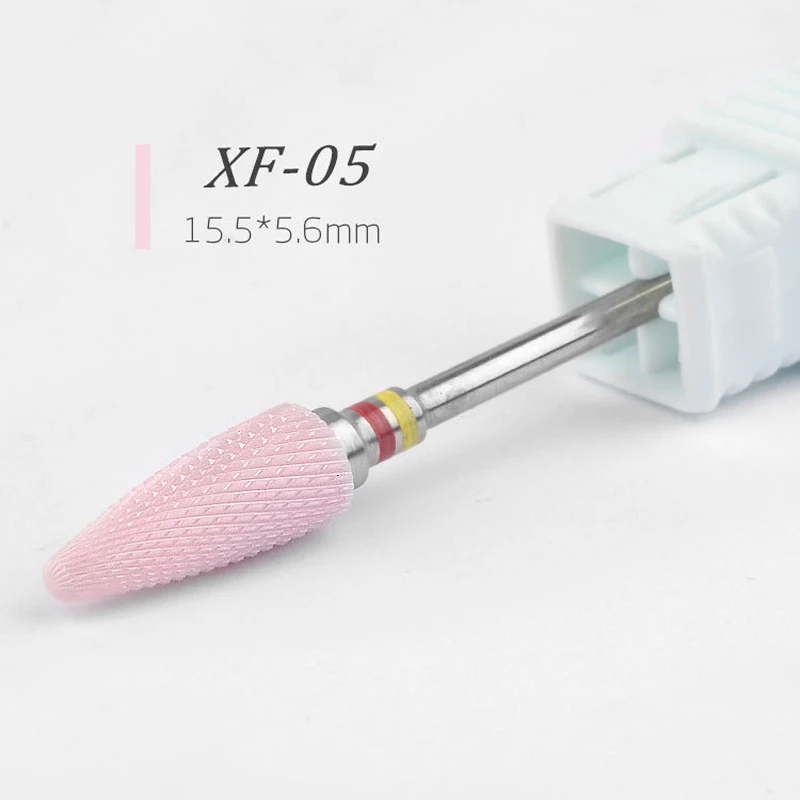 XF-05 1 шт 3/3" фрезерные розовые керамические сверла для дизайна ногтей в форме пули, электрическая вращающаяся пилочка для ногтей, инструменты для маникюра, Очиститель Ногтей, салонные сверла - Цвет: XF-05