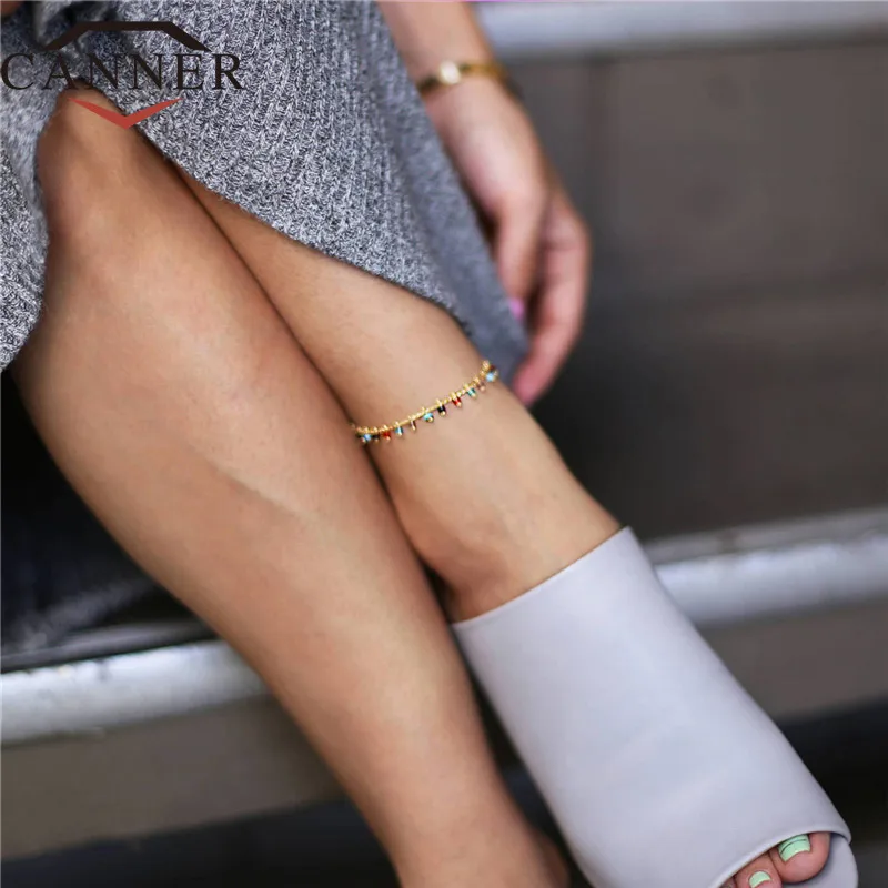 Каннер Мода Boho красочные бусины ножной браслет пляжный отдых бижутерия для ног для Для женщин TW