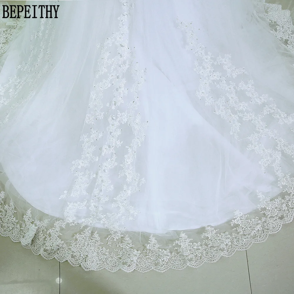BEPEITHY Vestido de noiva кружевное Тюлевое свадебное платье невесты пояс А-силуэта длинный рукав с бисером свадебное платье es