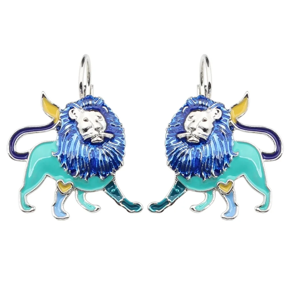 Серьги с изображением Льва-гвоздик WEVENI из эмалированного сплава в джунглях