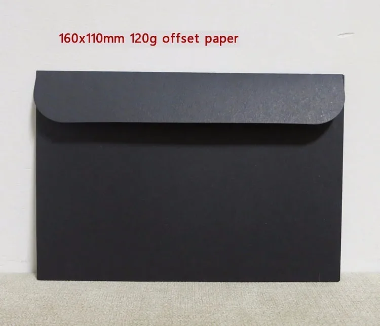 160x110mm 120g 50 шт черные конверты разных размеров доступны простые черные конверты - Цвет: 160x110mm 120g