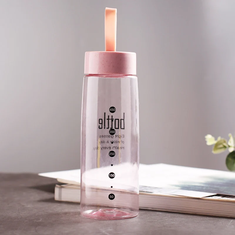 Transparent Pink Свободная вода BPA бутылка пластиковый спортивный скраб герметичная Питьевая моя бутылка портативная модная посуда для напитков Туристические Бутылки для влюбленных - Цвет: Transparent Pink