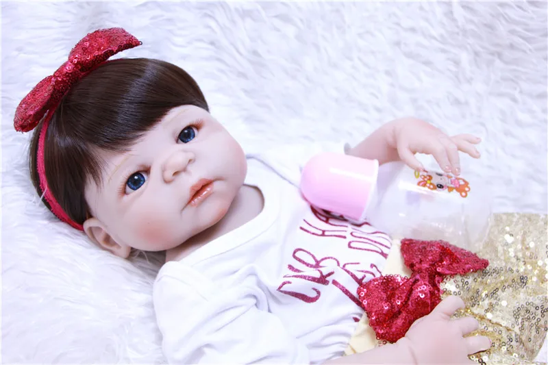 22 &quot55 см полный силикон Reborn Baby Doll Toy Real touch bebe виниловая кукла для тела девушка