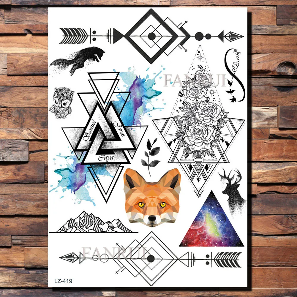 Искусственные татуировки FANRUI для женщин подвески хны наклейки с цветами черная