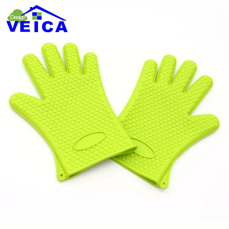 Термостойкая кухонная перчатка Veica толстая силиконовая варежка для гриля и