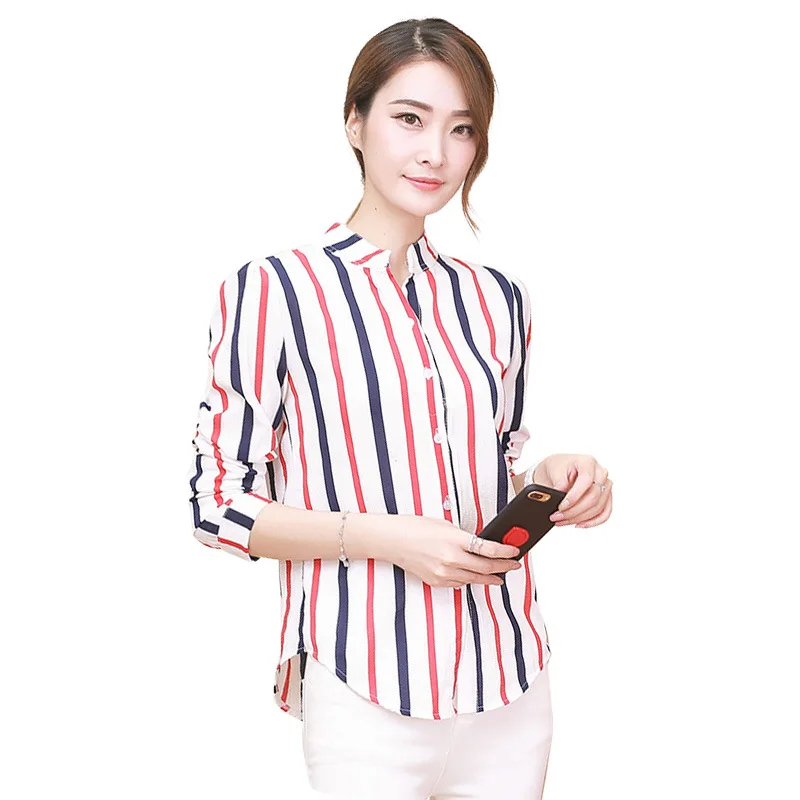 Весна-Осень 2020 шифоновые блузки в Корейском стиле с длинными рукавами женская