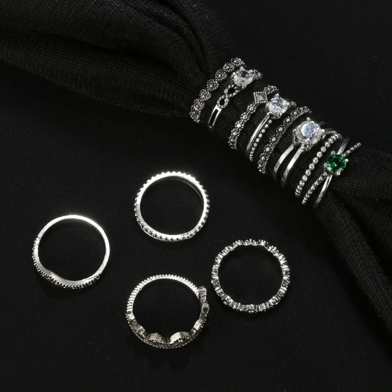 Винтажная Корона цветные камни Богемия Bijuterii 12 pic/sit крошечные кольца bague много