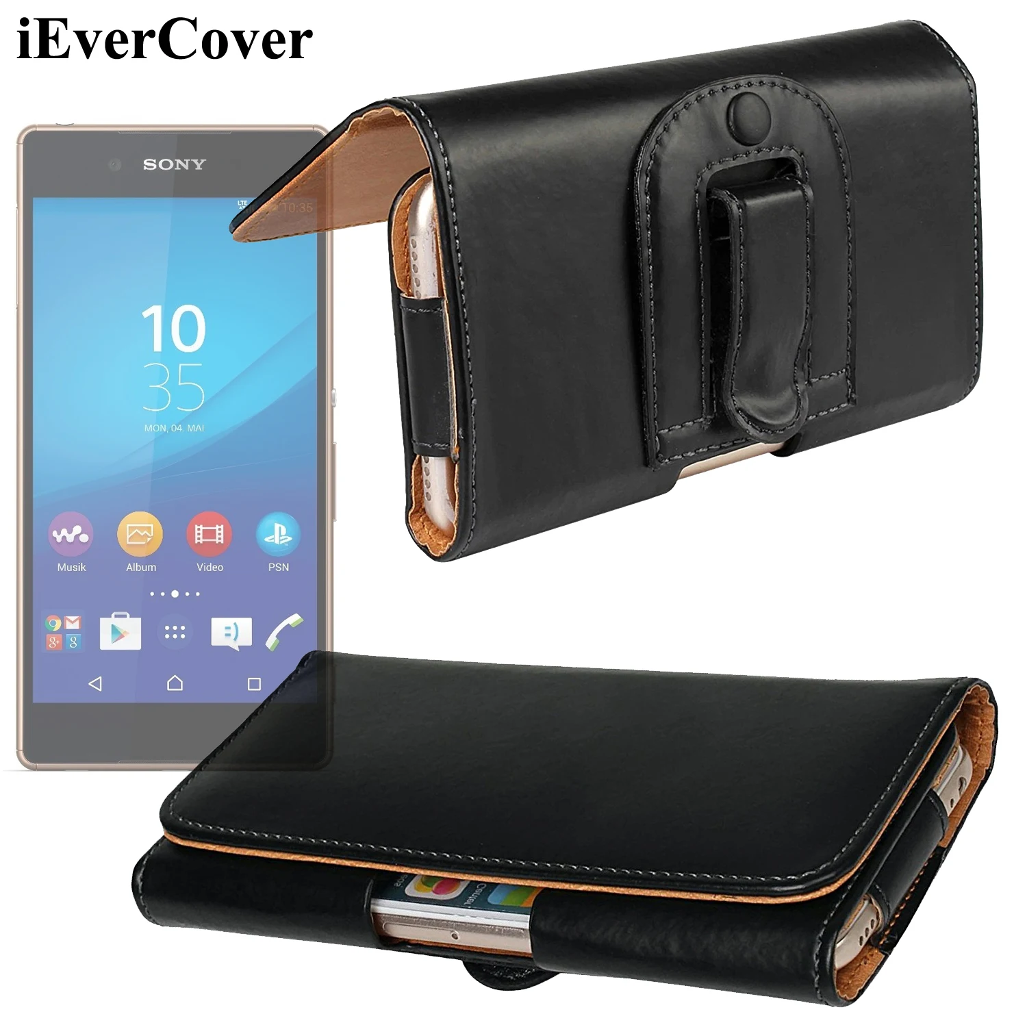 Горизонтальный кожаный чехол сумка кобура с зажимом для ремня Sony Xperia XZ F8332 Z5 Premium