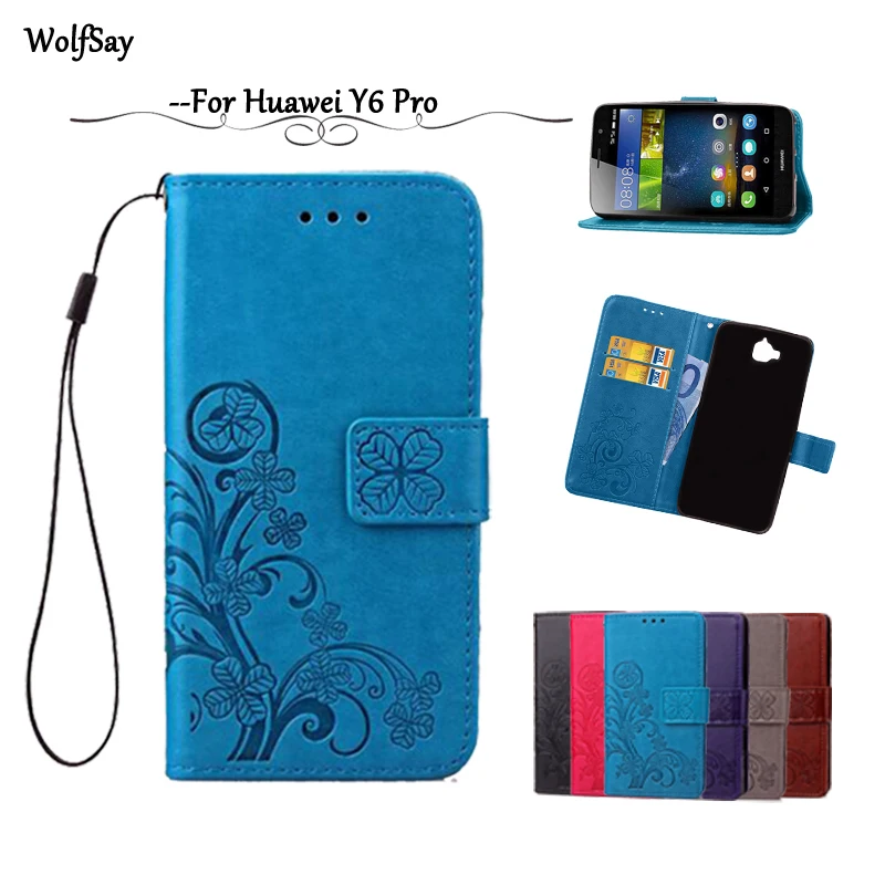 Wolfsay для Huawei Y6 Pro 2016 кожаный чехол флип кошелек Enjoy 5 телефона мягкий силиконовый