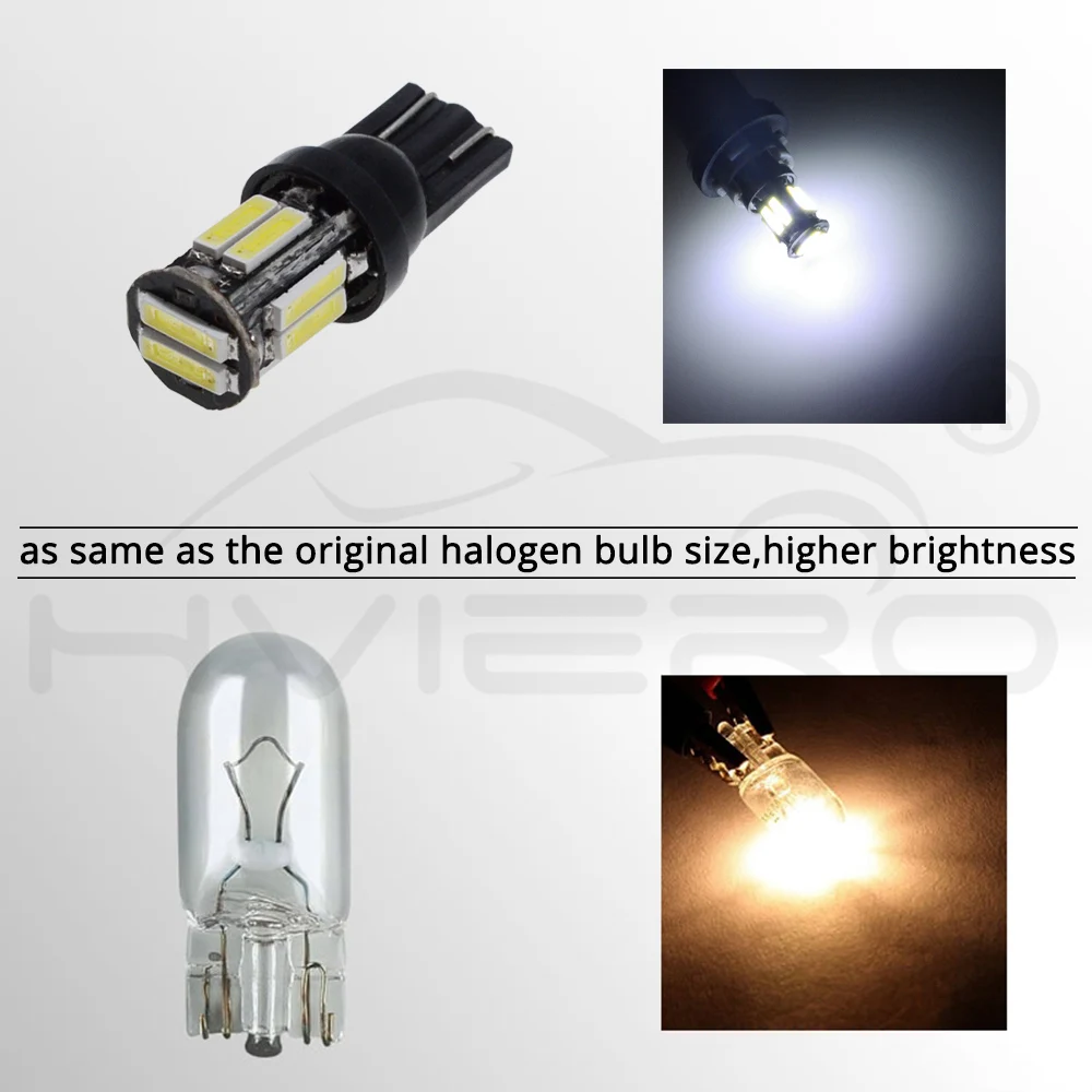 4X W5W 10 светодиодный 7020 SMD автомобильный T10 светодиодный 194 168 клиновидный сменный задний приборный панельный светильник, белые синие лампочки для габаритных огней