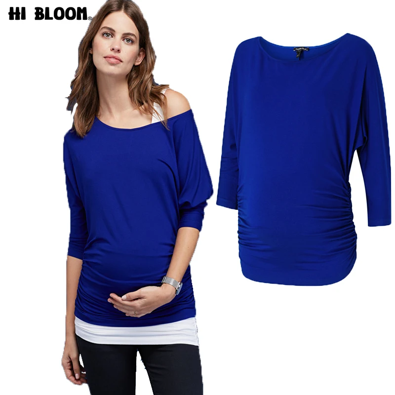 Hi bloom/женская одежда для беременных синий топ футболки Благородный выпускной