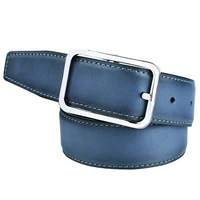 men belt blue genuine leather belts reversible 90 cm 125 cm strap with pin buckle for wedding party belt for men mens belts
