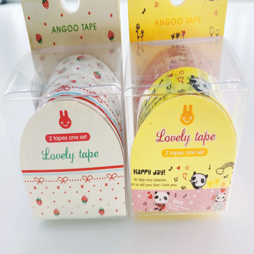 2pcs/pack Lovely Cartoon Washi Tape DIY Decorative Color Paper Adhesive Tape Papelaria Label Masking Sticker Tape