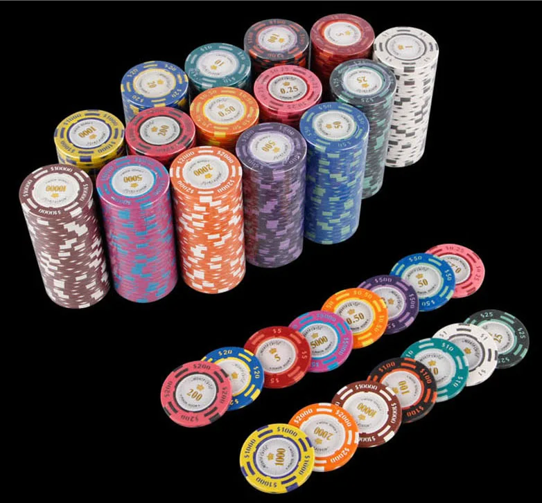 25 шт./лот чипсы Монте Карло для покера в глине 14 г лист железная наклейка казино