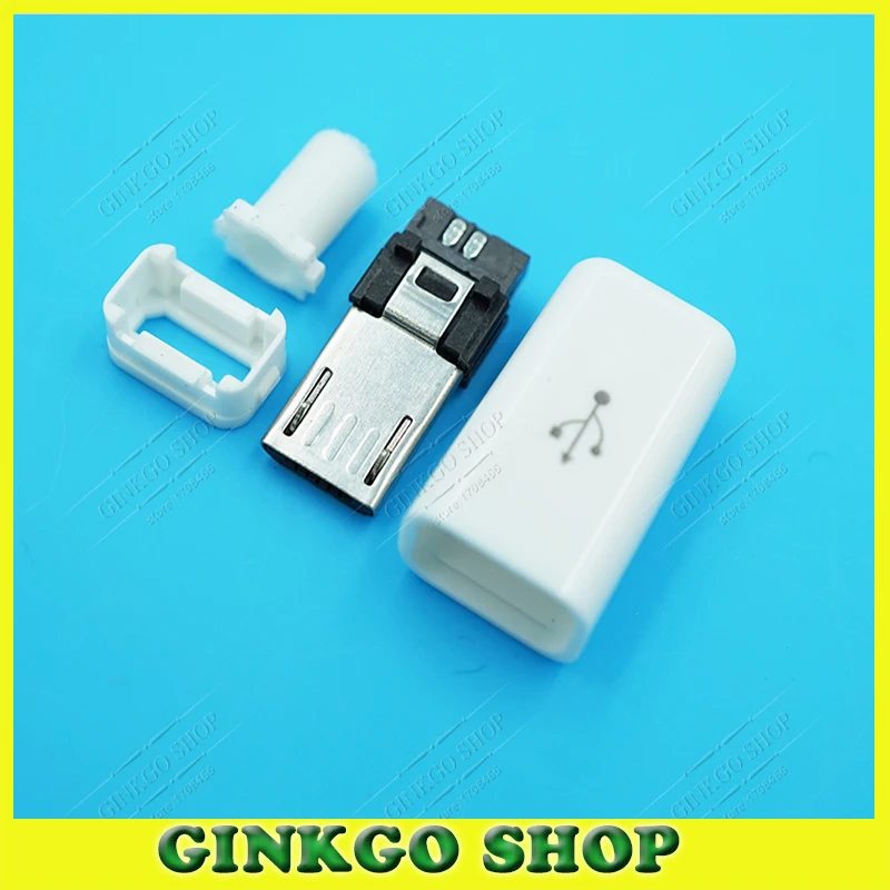 100 компл./лот сварная длинная вилка Micro USB белый цвет для apple style|plug male|plug micro usbplug usb |