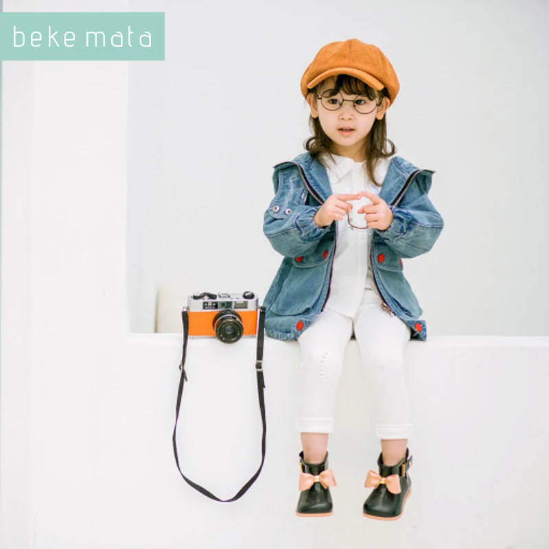 BEKE MATA/Джинсовые куртки для девочек Демисезонный 2018 с капюшоном на молнии
