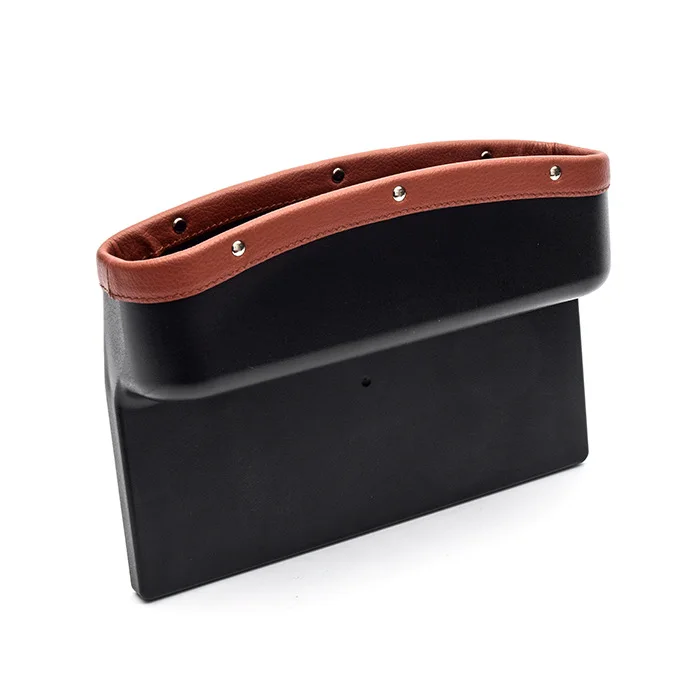 brown hot car seat pocket catcher auto car seat side gap pocket pu leather Sundries holder storage organizer bag box car accessories - Цвет: brown