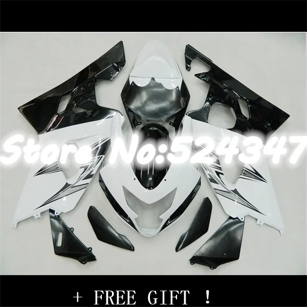 

B обтекатель для A GSX R600 R750 04-05 белый черный GSXR 600 750 K4 GSXR600 GSXR750 GSX R600 GSX-R750 K4 04 05 2004 2005