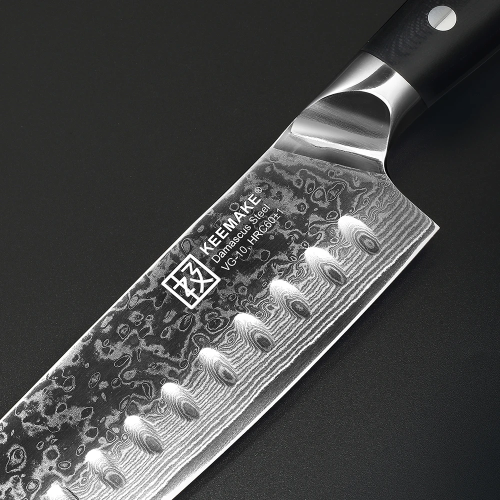 KEEMAKE 3 шт. набор кухонных ножей Santoku нож для очистки овощей инструменты для приготовления пищи японский Дамаск VG10 сталь бритва острый G10 Ручка