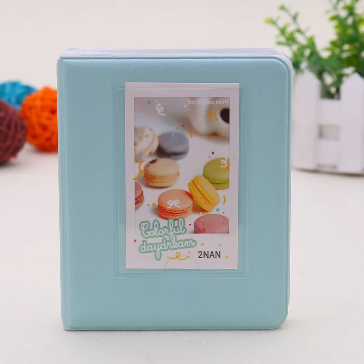 Lake blue ( stripe) 64 кармана Фотоальбом Polaroid Фотоальбом мини мгновенный чехол для хранения фотографий мини-альбом фотоальбом fotografico - Цвет: Lake blue ( stripe)